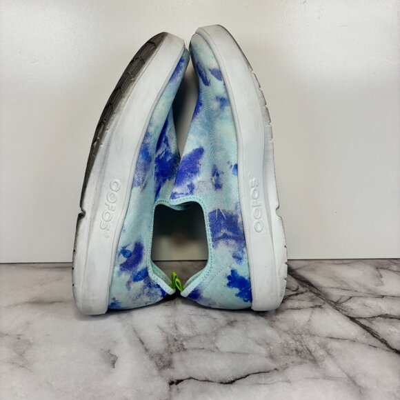 Oofos OOmg eeZee Low Slip On Comfort Recovery Shoe Blue Tie Dye Women's Size 8.5 - Picture 6 of 8